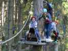 Daria, Diana und walter im Parcours 'Schwarzspecht' im Kletterwald Buchenberg
