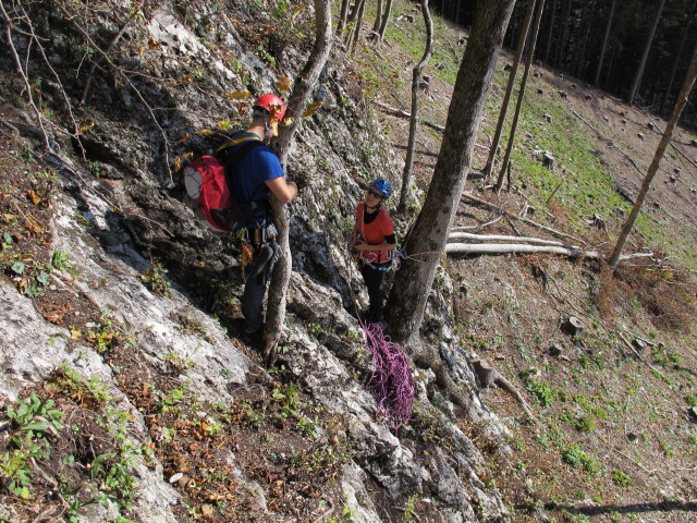 'Elfengarten': Dieter und Christiane neben der 1. Seill&auml;nge