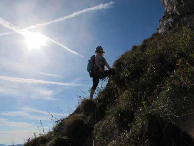 'H&uuml;hnerleiter': Irene in der 2. Seill&auml;nge