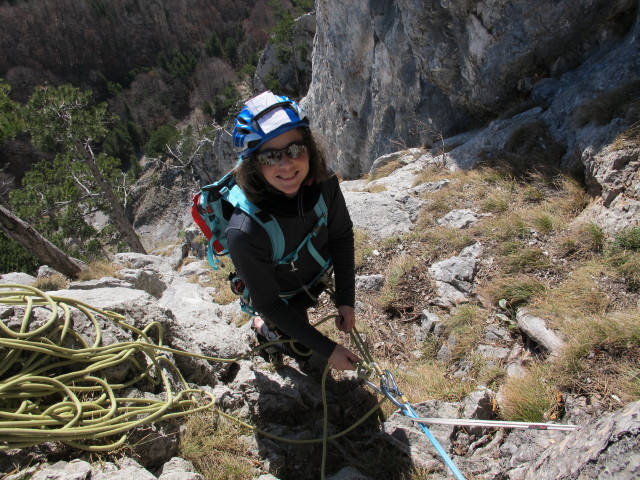 'Brunnerweg': Irene am Stand nach der 7. Seill&auml;nge