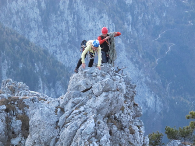 Stadelwandgrat: Christiane und Dieter in der 12. Seill&auml;nge