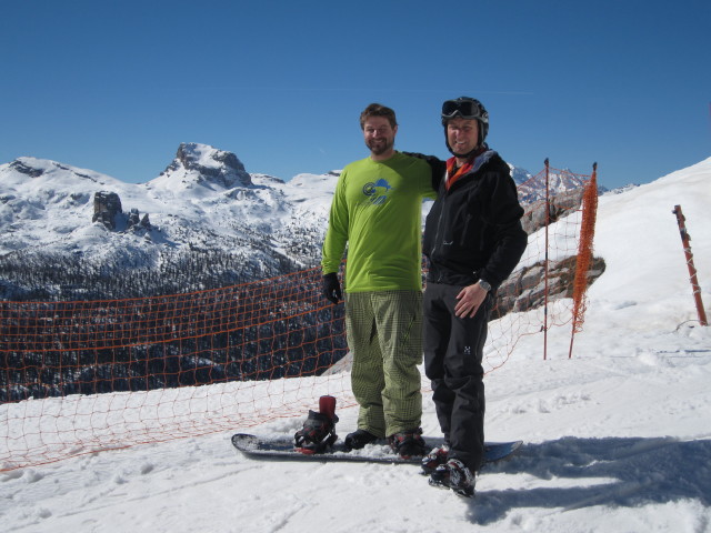 Markus und ich bei der Bergstation des Sessellifts Duca D'Aosta/Pomedes (17. M&auml;rz)