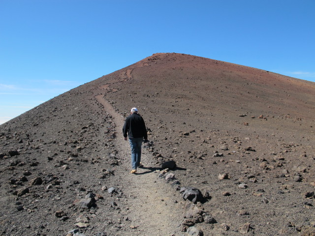Papa zwischen Mauna Kea Observatories und Mauna Kea (16. Mai)