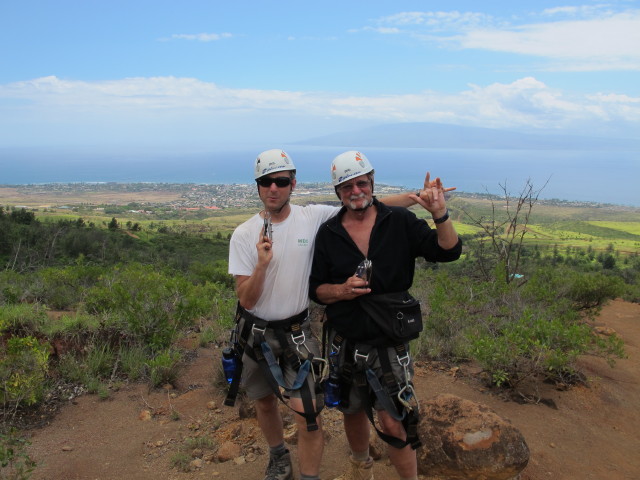 Ich und Papa im Ka'anapali Zipline Adventure (19. Mai)