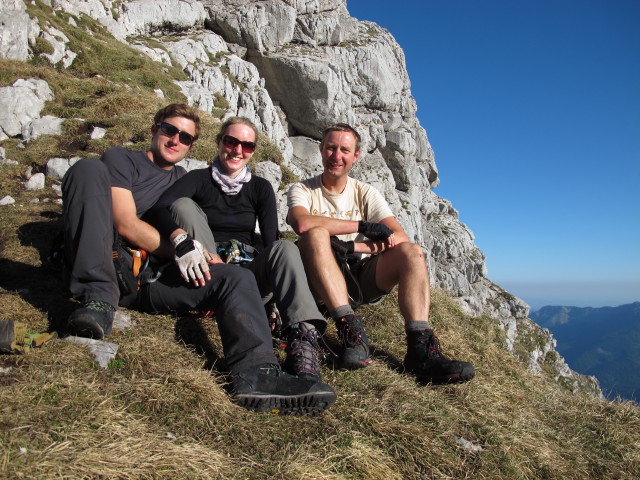 Tassilo-Klettersteig: Christian, Sabrina und ich zwischen Einstieg und Almtaler Köpfl (8. Juni)