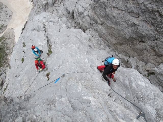 Gro&szlig;e Kinigat-Klettersteig: Wolfgang, Erwin und Dominika im Schwitzerwandl