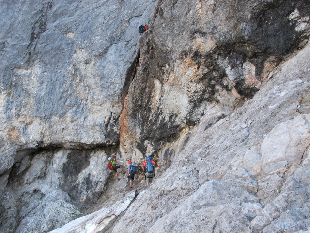 Johann-Klettersteig: Christian beim Einstiegs&uuml;berhang (19. Juli)