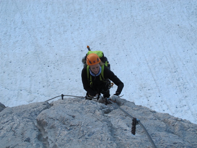 Amon-Klettersteig: Sabrina zwischen Einstieg und Simonyscharte (20. Juli)