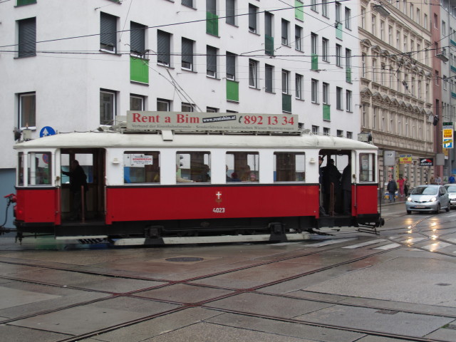 Oldtimer-Tramway an der Ecke Erdbergstra&szlig;e/Schlachthausgasse
