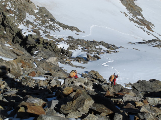 Gudrun und Christoph zwischen L&auml;ngentaler Wei&szlig;er Kogel und L&auml;ngentalferner (28. Sep.)