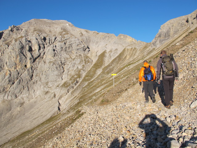 Erich und David auf Weg 618 zwischen Guttenberghaus und Jubil&auml;ums-Klettersteig (4. Okt.)