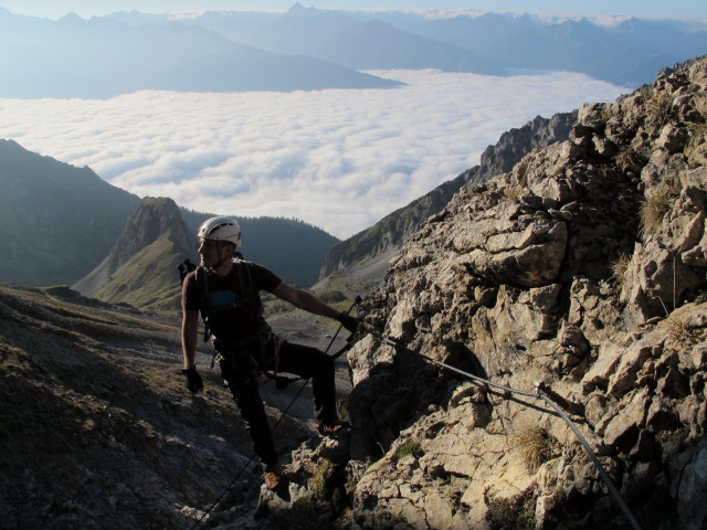 Jubil&auml;ums-Klettersteig: David im Einstieg (4. Okt.)