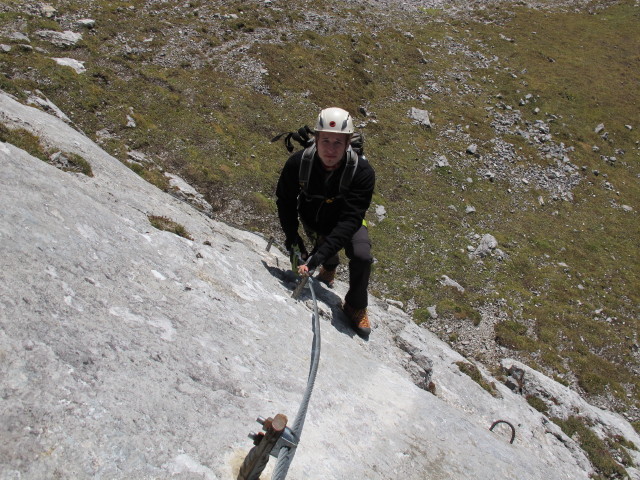 &Uuml;bungsklettersteig Guttenberghaus: David im Einstieg (4. Okt.)