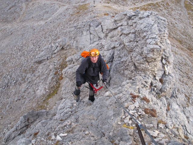 Ramsauer Klettersteig: Erich zwischen Gruberscharte und Hoher Rams (5. Okt.)