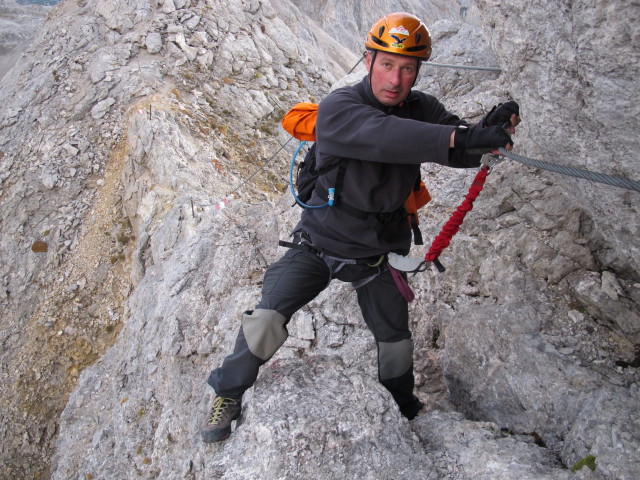 Ramsauer Klettersteig: Erich zwischen Gruberscharte und Hoher Rams (5. Okt.)