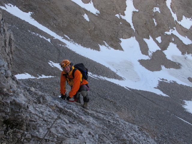 Ramsauer Klettersteig: Erich zwischen Scheichenspitze und Schmiedstock (5. Okt.)