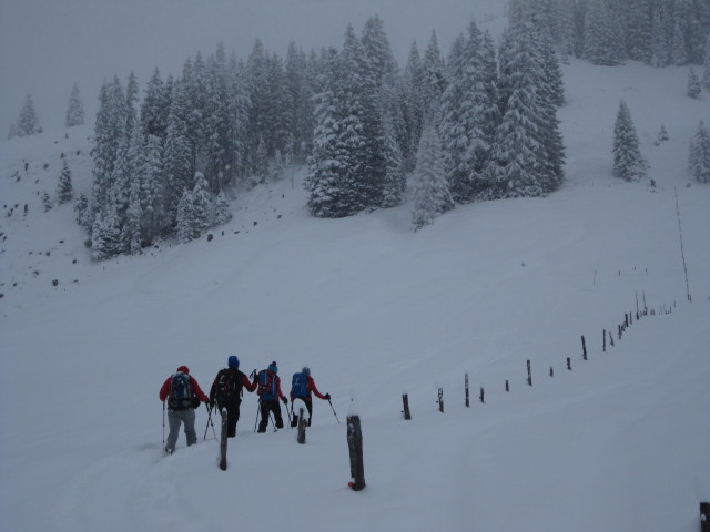 Erhard, Axel, Lea und Martina zwischen Oberer Pr&auml;dastenalm und Vorderer Feldalm