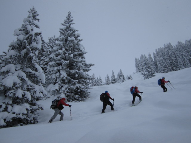 Erhard, Axel, Lea und Martina zwischen Oberer Pr&auml;dastenalm und Vorderer Feldalm