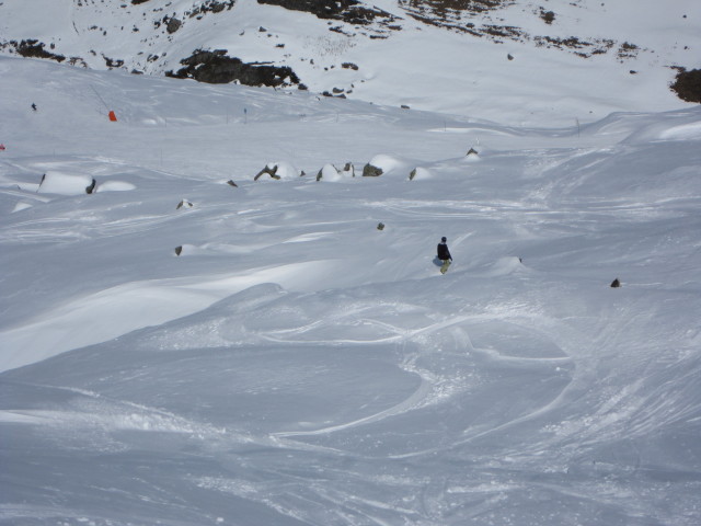 Markus zwischen den Pisten Plan de l'Eau und Tétras (8. März)