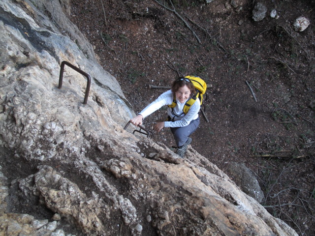 Frauenluckensteig: Irene im Einstieg