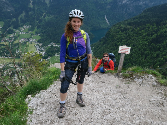 Grünstein-Klettersteig: Romana und Christian im Ausstieg
