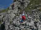 Hirschkarspitze-Klettersteig: Andrea am Flying Fox (6. Juni)