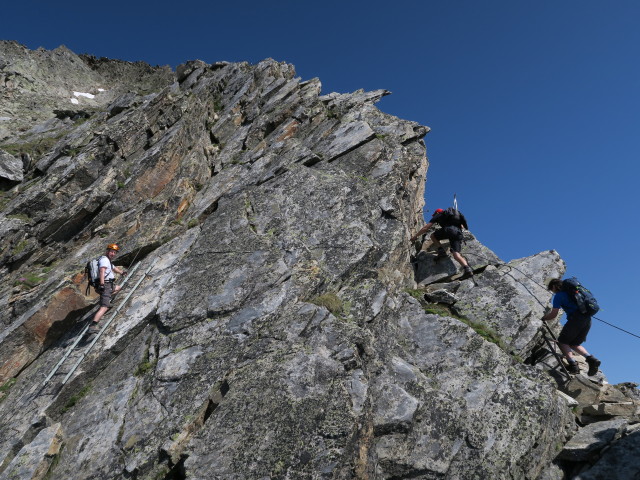 Glödis-Klettersteig: Erich auf der Leiter (4. Juli)