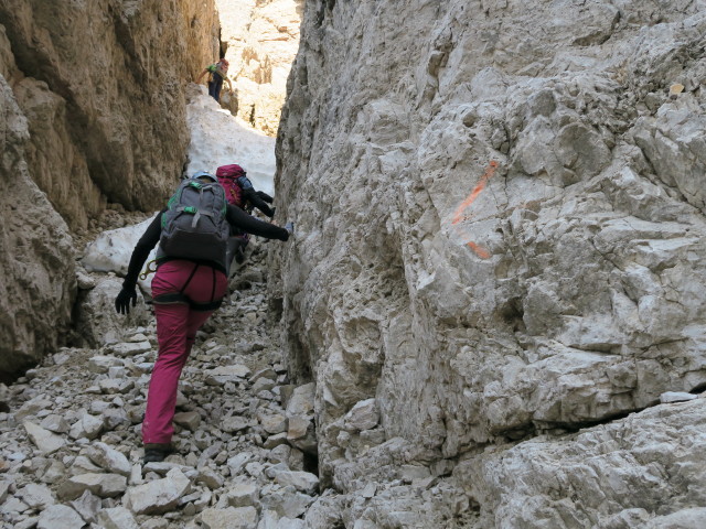 Westliche Zinne-Normalweg: Evelyn, Josef und Susanne im Einstieg