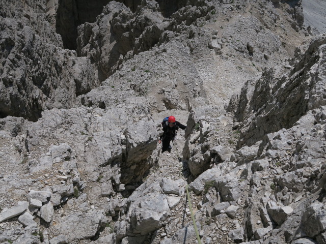 Westliche Zinne-Normalweg: Werner zwischen Einstieg und Ringband