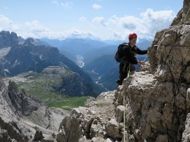 Westliche Zinne-Normalweg: Werner und Bernadette zwischen Einstieg und Ringband