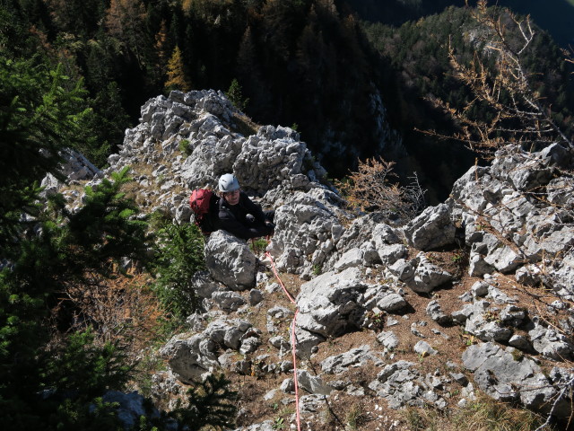 Naunspitze-Südwestgrat: Erich am Stand nach der 1. Seillänge (1. Nov.)