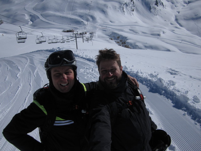 Markus und ich bei der Bergstation des Telesiege Cema (7. M&auml;rz)