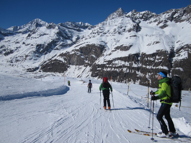 Wolfgang, Anabel, Herbert und Rudolf auf der Stafelalppiste (19. März)
