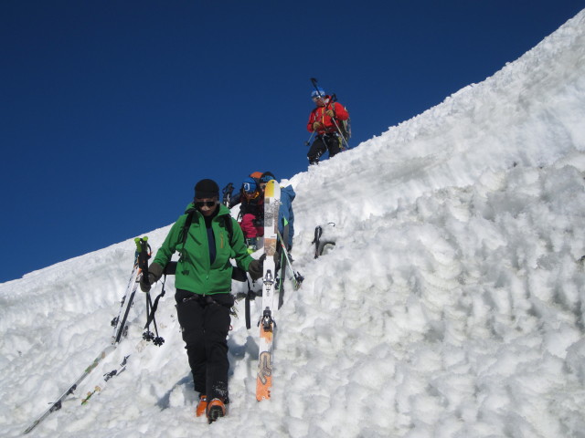 Herbert, Birgit, Wolfgang und Erich beim Glacier de Tsijiorne Nouve (21. M&auml;rz)