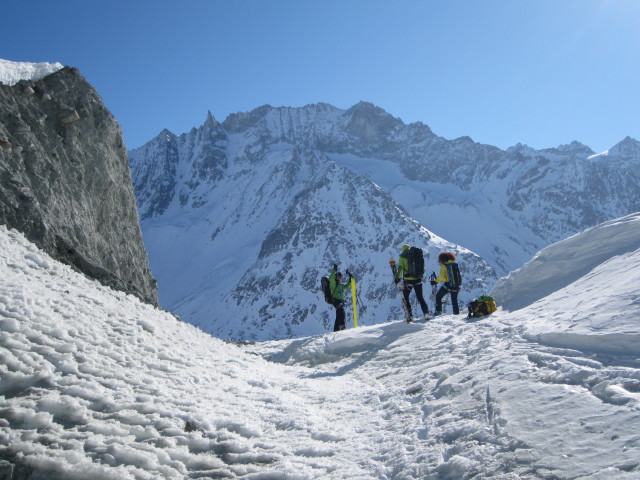 ?, Rudolf und Anabel beim Glacier de Tsijiorne Nouve (21. M&auml;rz)