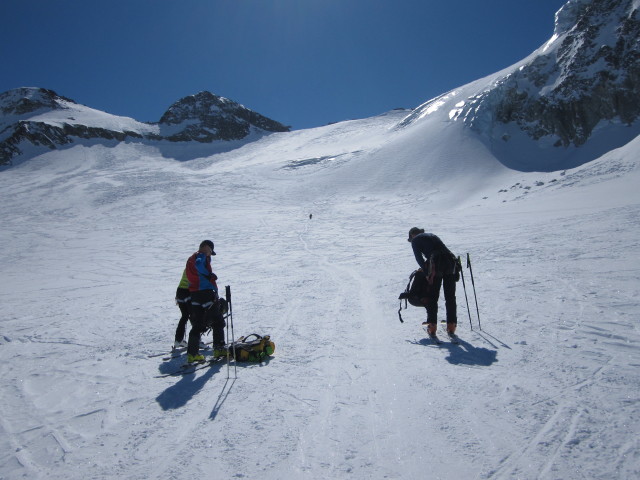 Wolfgang und Herbert am Glacier de Pi&egrave;ce (21. M&auml;rz)