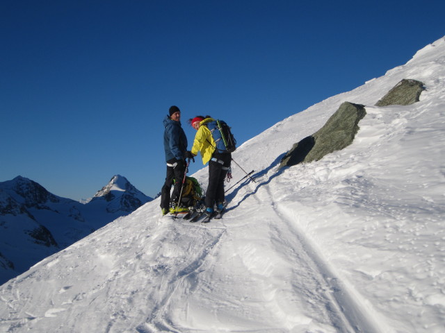 Wolfgang und Anabel zwischen Col des Vignettes und Pigne d'Arolla (22. M&auml;rz)
