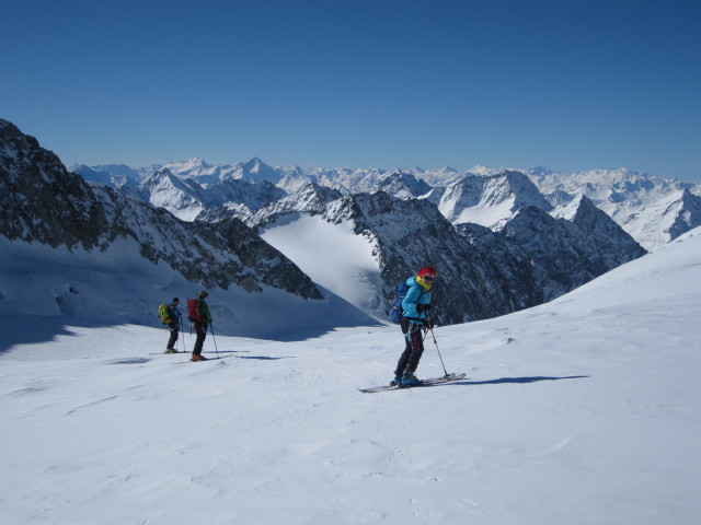 Wolfgang, Herbert und Anabel am Glacier du Brenay (22. M&auml;rz)