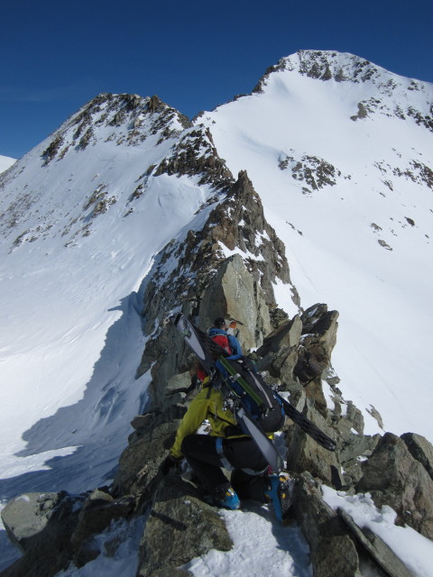 Anabel und Wolfgang am Col Nord des Portons, 3.366 m (22. M&auml;rz)