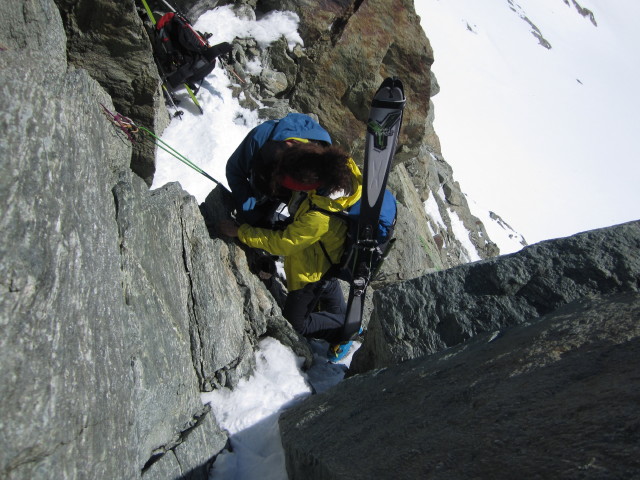 Wolfgang und Anabel am Col Nord des Portons, 3.366 m (22. M&auml;rz)