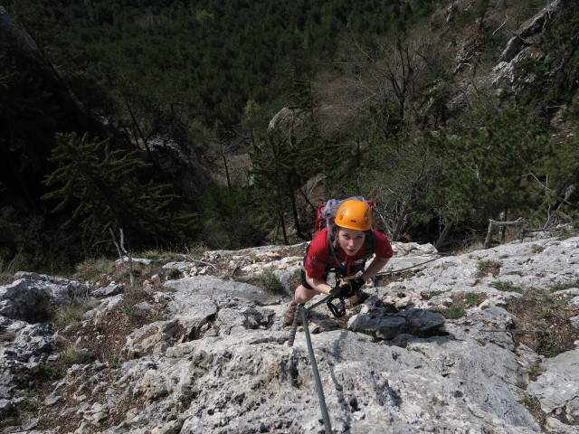 Gebirgsvereins-Klettersteig: Hannelore in der Headwall