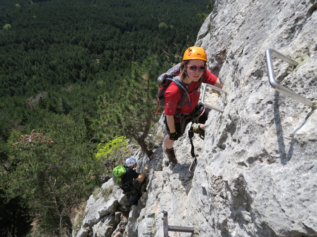 Wildenauer-Klettersteig: Hannelore vor der Schl&uuml;sselstelle