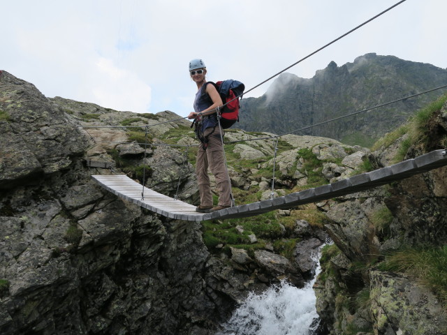 Wangenitzsee-Klettersteig: Evelyn auf der Br&uuml;cke (2. Juli)