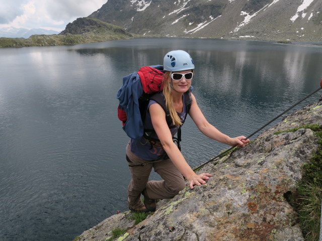 Wangenitzsee-Klettersteig: Evelyn bei der Br&uuml;cke (2. Juli)