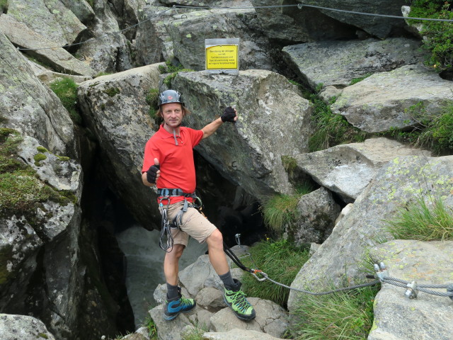 H&ouml;llenrachen-Klettersteig: J&ouml;rg beim Einstieg (30. Juli)