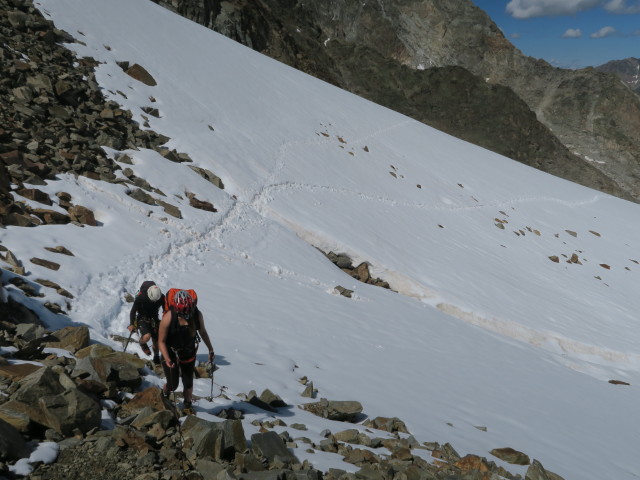 Christoph und Miriam zwischen Sulztalferner und W&uuml;tenkarsattel (14. Aug.)