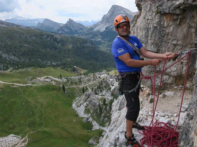 Torre Grande-Normalweg: Axel am Stand nach der 3. Seill&auml;nge