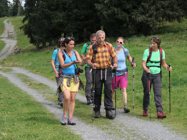 ?, ?, Christian, Richard, Johanna und Ilka am Weg 13 zwischen Ehrenbachhöhe und Wartungshalle Hochbrunn (9. Sept.)