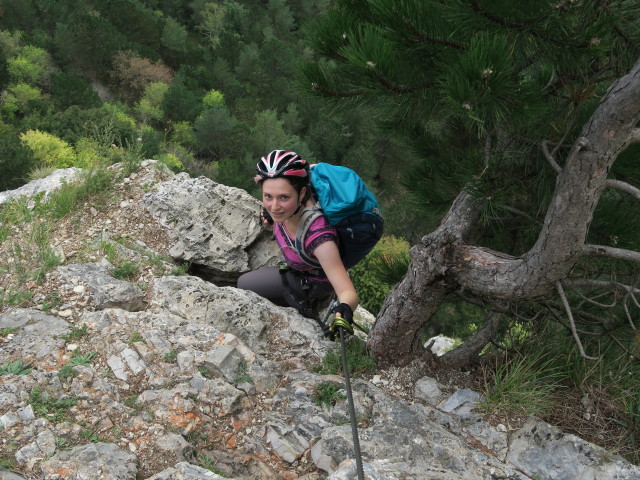 Pittentaler Klettersteig: Sabine nach der Schl&uuml;sselstelle