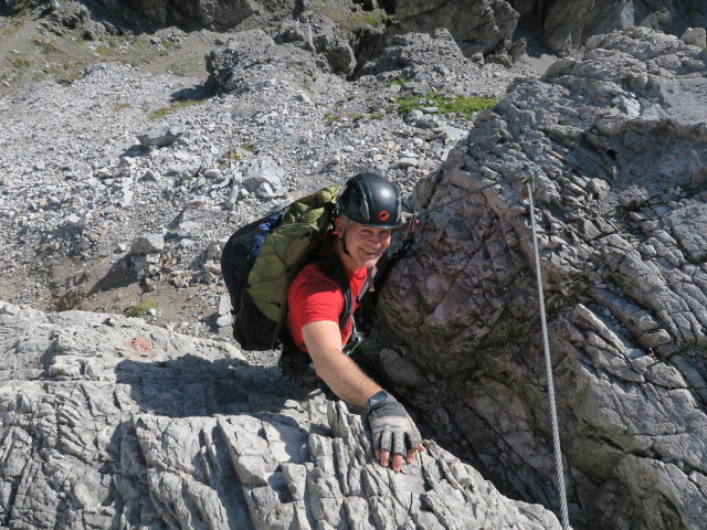 Steingrubenkogel-Klettersteig: Eric im Einstieg (24. Sept.)